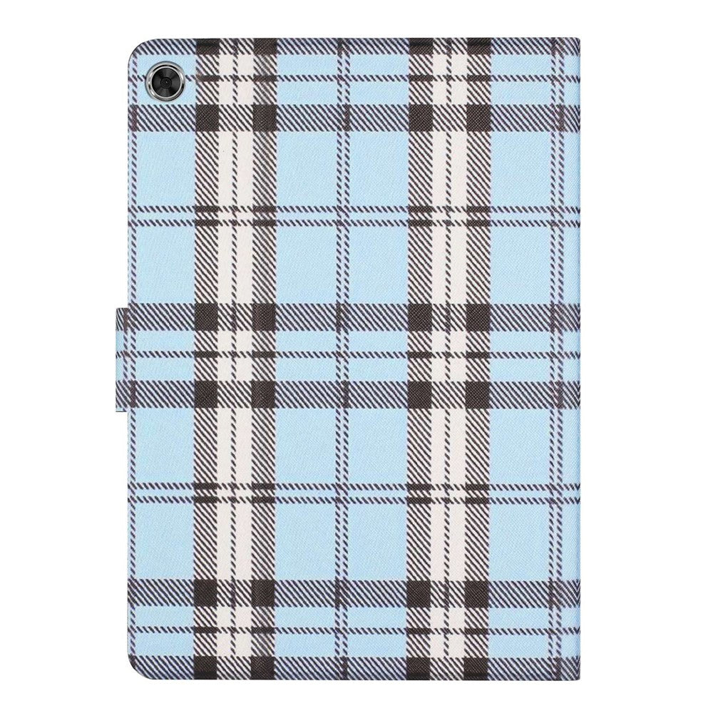 For Lenovo Tab M10 Plus (3rd Gen) / Xiaoxin Pad 2022 10.6 inch Grid Pattern Shockproof Tablet Case PU Leather Card Holder Stand Auto Wake / Sleep Cover - Blue