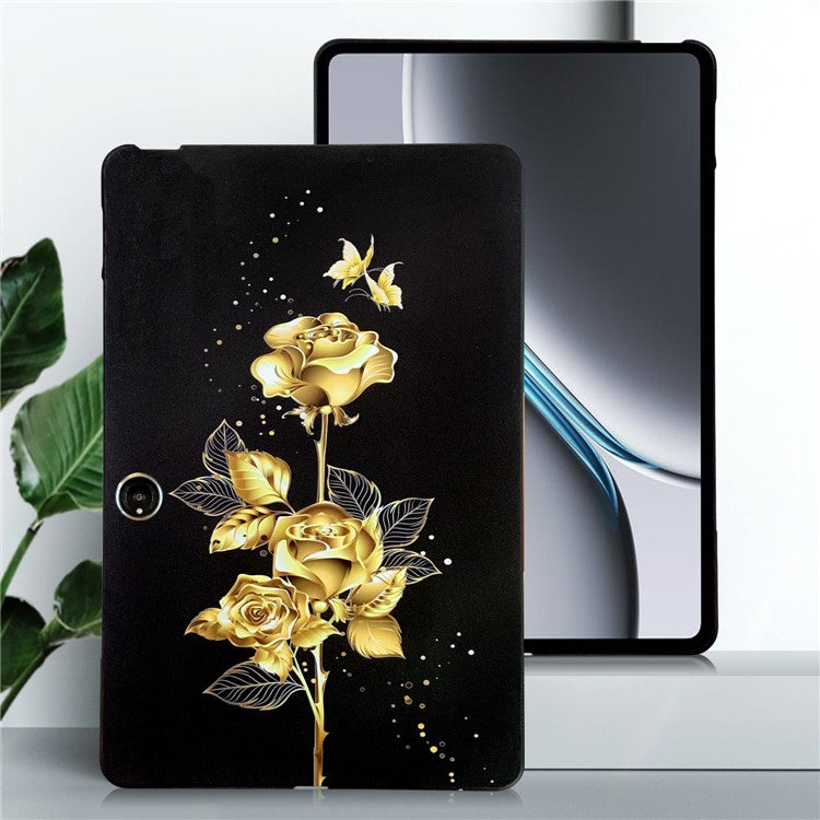 TPU Case for Oppo Pad Neo / Pad Air 2 / OnePlus Pad Go Pattern Printing Slim Tablet Protective Cover - Golden Butterfly Rose