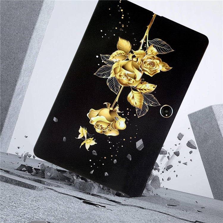 TPU Case for Oppo Pad Neo / Pad Air 2 / OnePlus Pad Go Pattern Printing Slim Tablet Protective Cover - Golden Butterfly Rose
