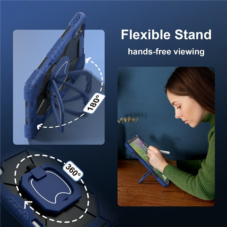 For Huawei MatePad Air (2024) Case Silicone+PC Kickstand Tablet Cover - Navy Blue / Black