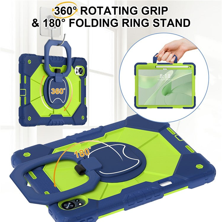 For Huawei MatePad Air (2024) Case Silicone+PC Kickstand Tablet Cover - Navy Blue / Yellowgreen