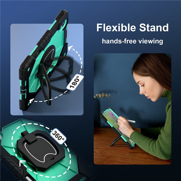 For Huawei MatePad Air (2024) Case Silicone+PC Kickstand Tablet Cover - Black / Mint Green