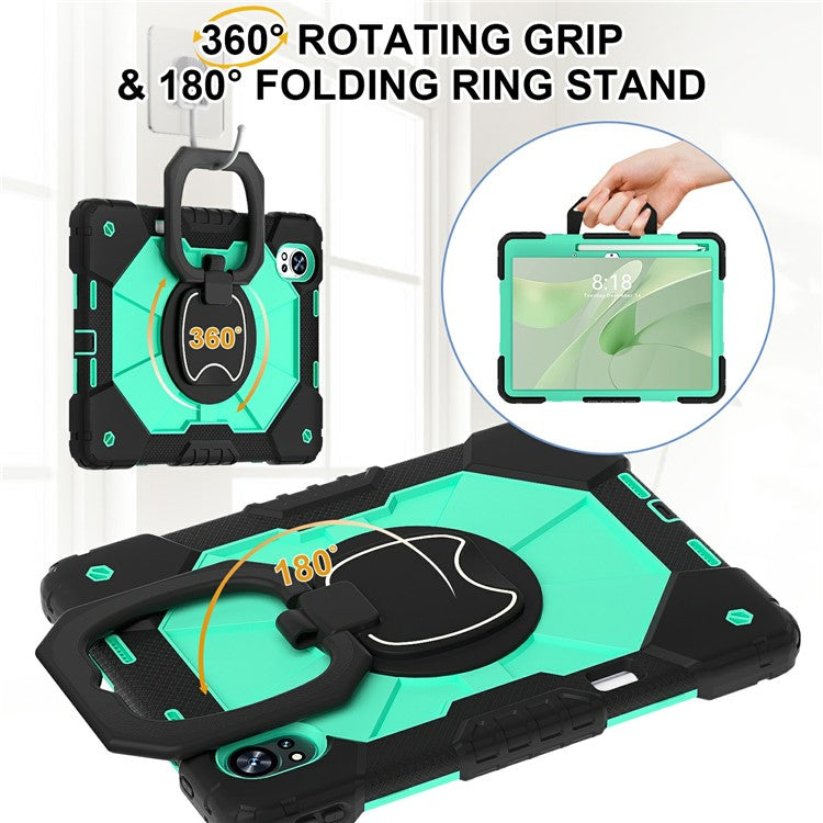 For Huawei MatePad Air (2024) Case Silicone+PC Kickstand Tablet Cover - Black / Mint Green