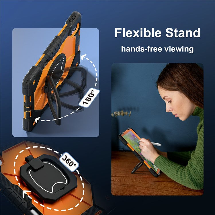 For Huawei MatePad Air (2024) Case Silicone+PC Kickstand Tablet Cover - Black / Orange