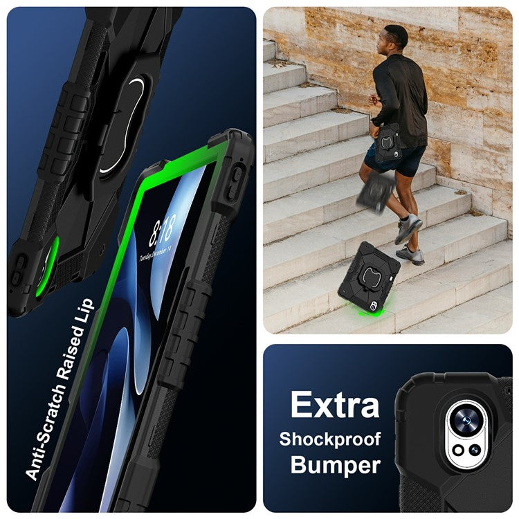 For Huawei MatePad Air (2024) Case Silicone+PC Kickstand Tablet Cover - Black / Black