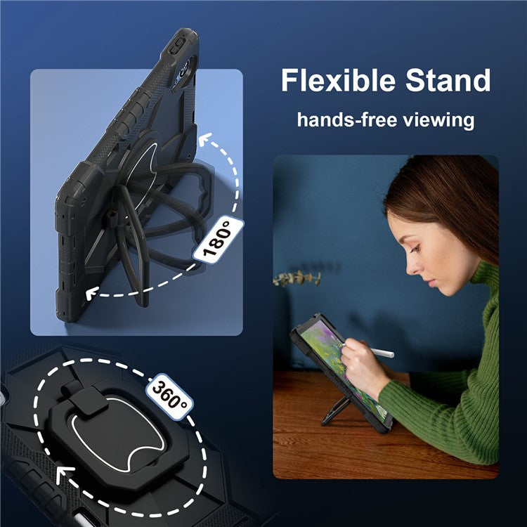 For Huawei MatePad Air (2024) Case Silicone+PC Kickstand Tablet Cover - Black / Black