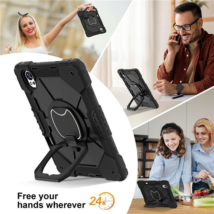 For Huawei MatePad Air (2024) Case Silicone+PC Kickstand Tablet Cover - Black / Black