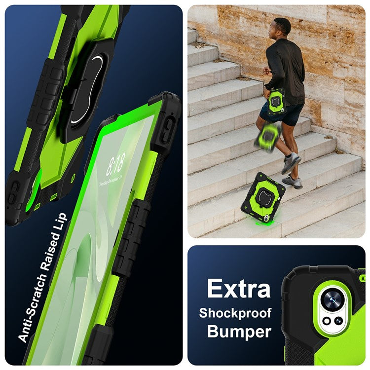 For Huawei MatePad Air (2024) Case Silicone+PC Kickstand Tablet Cover - Black / Yellowgreen