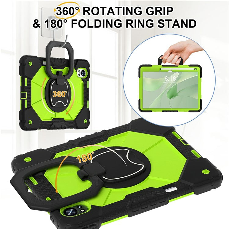 For Huawei MatePad Air (2024) Case Silicone+PC Kickstand Tablet Cover - Black / Yellowgreen