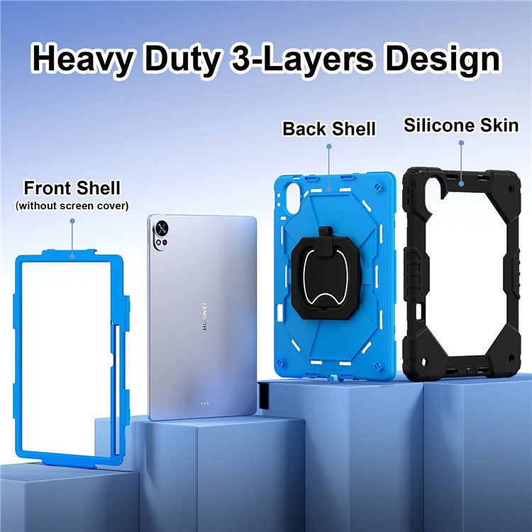 For Huawei MatePad Air (2024) Case Silicone+PC Kickstand Tablet Cover - Black / Blue