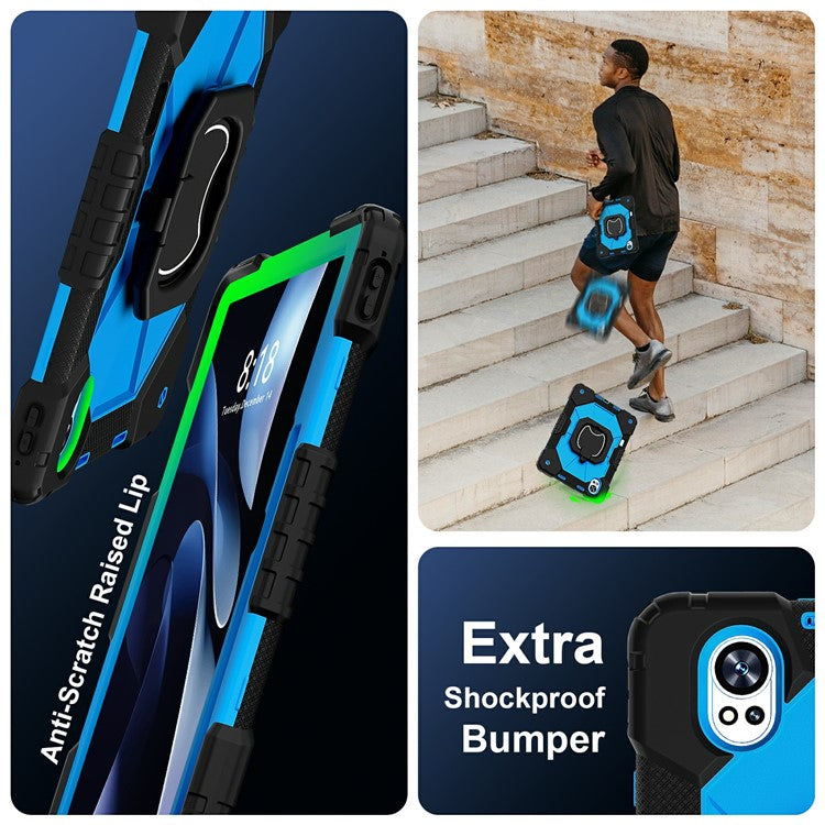 For Huawei MatePad Air (2024) Case Silicone+PC Kickstand Tablet Cover - Black / Blue