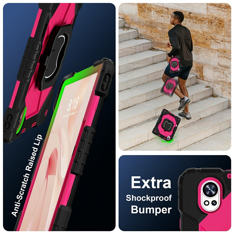 For Huawei MatePad Air (2024) Case Silicone+PC Kickstand Tablet Cover - Black / Rose