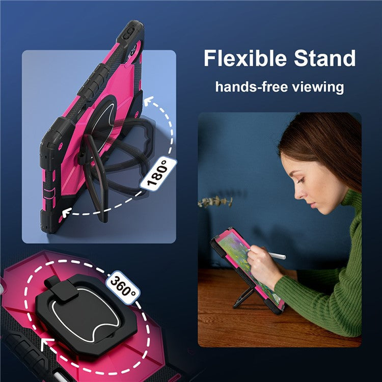 For Huawei MatePad Air (2024) Case Silicone+PC Kickstand Tablet Cover - Black / Rose