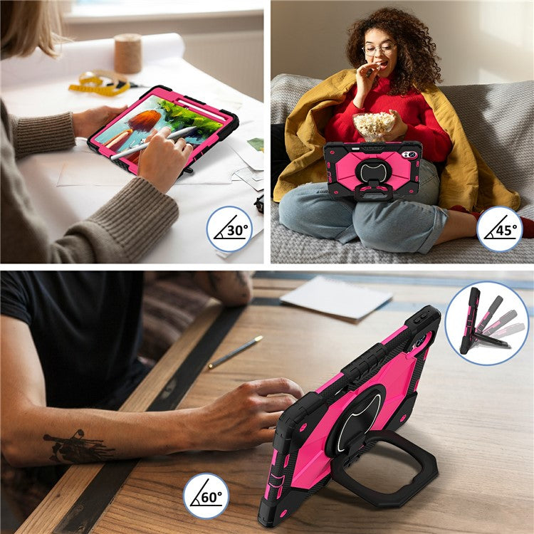 For Huawei MatePad Air (2024) Case Silicone+PC Kickstand Tablet Cover - Black / Rose