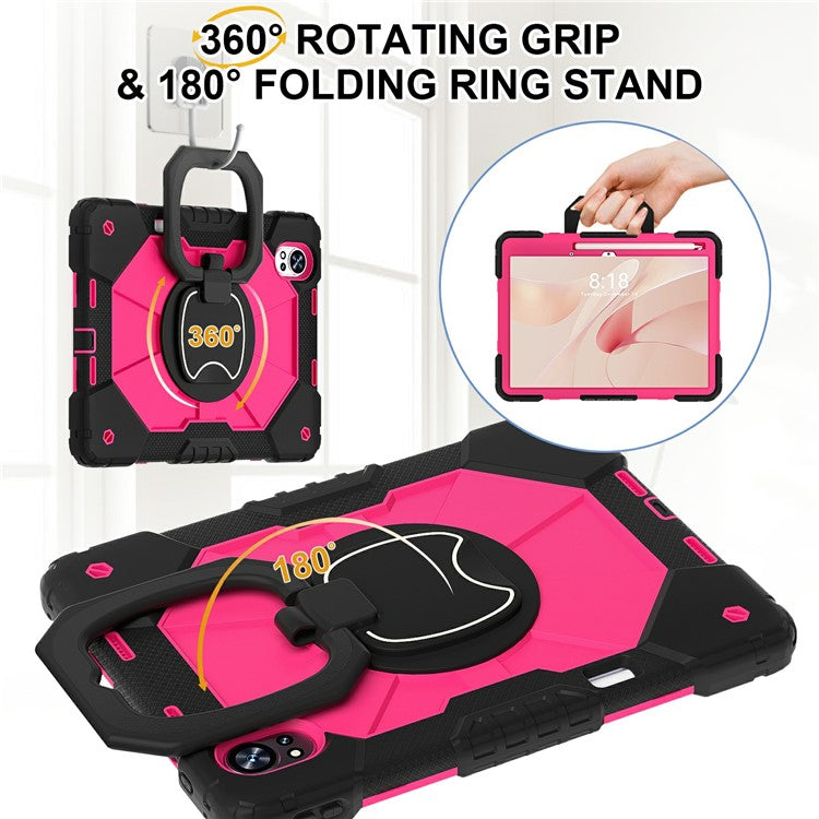For Huawei MatePad Air (2024) Case Silicone+PC Kickstand Tablet Cover - Black / Rose