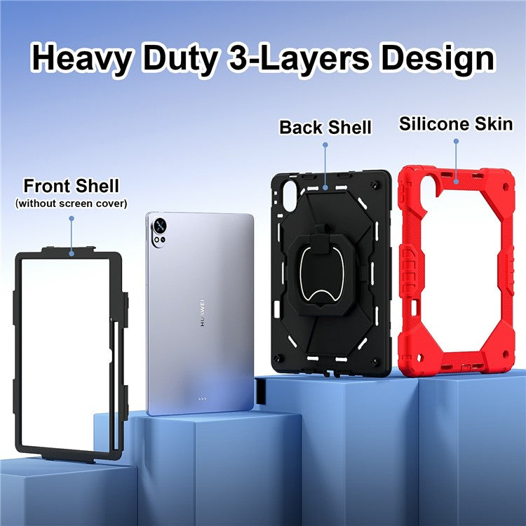 For Huawei MatePad Air (2024) Case Silicone+PC Kickstand Tablet Cover - Red / Black
