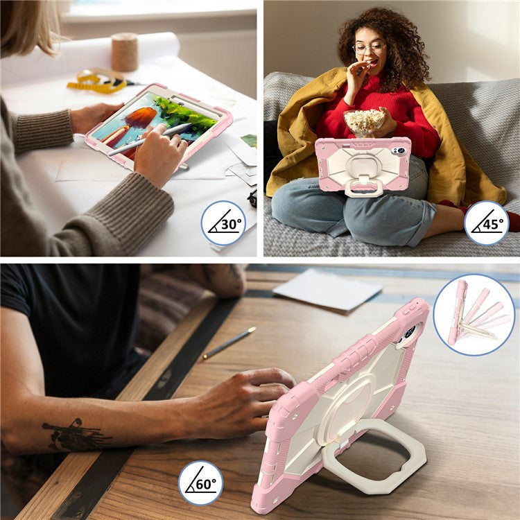 For Huawei MatePad Air (2024) Case Silicone+PC Kickstand Tablet Cover - Rose Gold / Grey