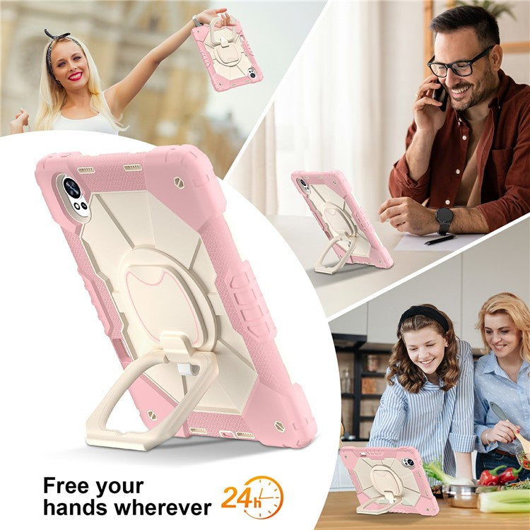 For Huawei MatePad Air (2024) Case Silicone+PC Kickstand Tablet Cover - Rose Gold / Grey