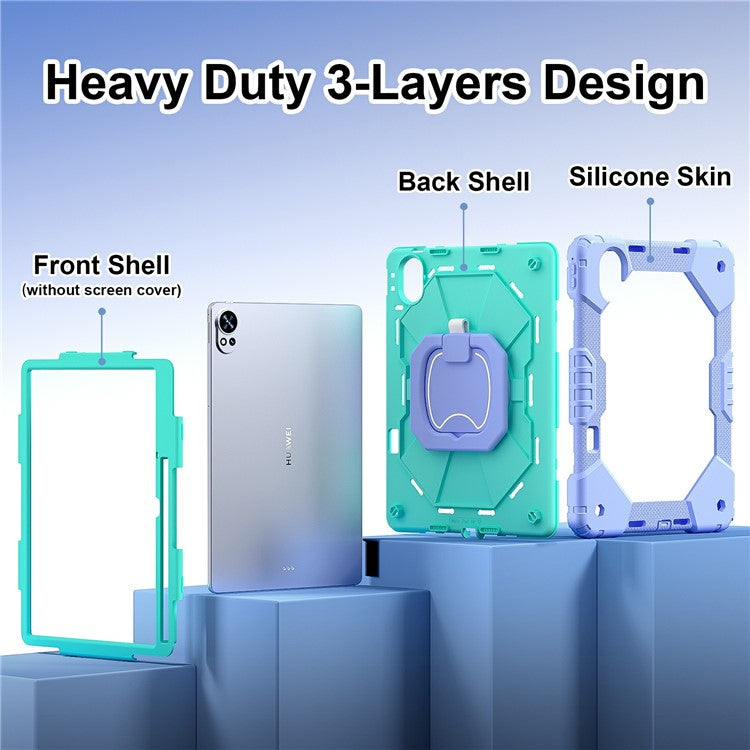 For Huawei MatePad Air (2024) Case Silicone+PC Kickstand Tablet Cover - Light Purple / Mint Green