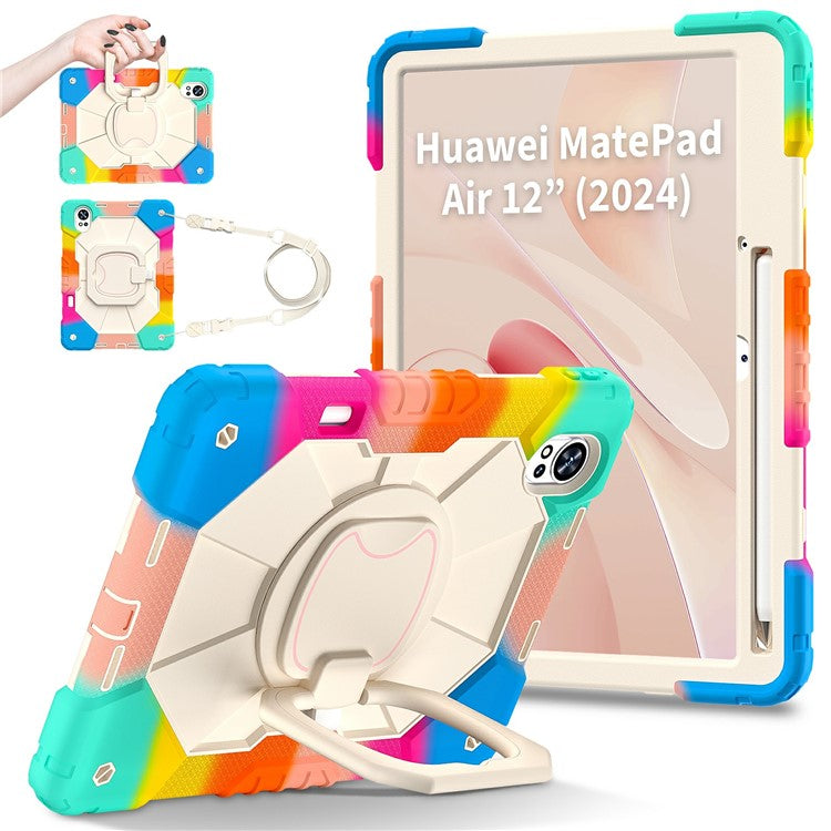 For Huawei MatePad Air (2024) Case Silicone+PC Kickstand Tablet Cover - Colorful / Blue