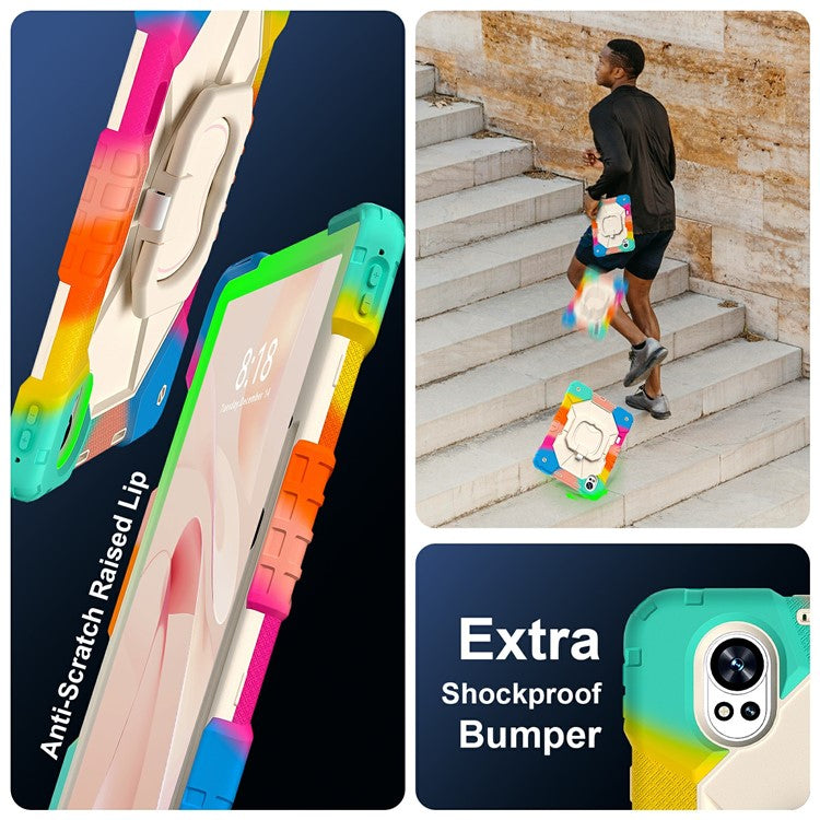 For Huawei MatePad Air (2024) Case Silicone+PC Kickstand Tablet Cover - Colorful / Blue