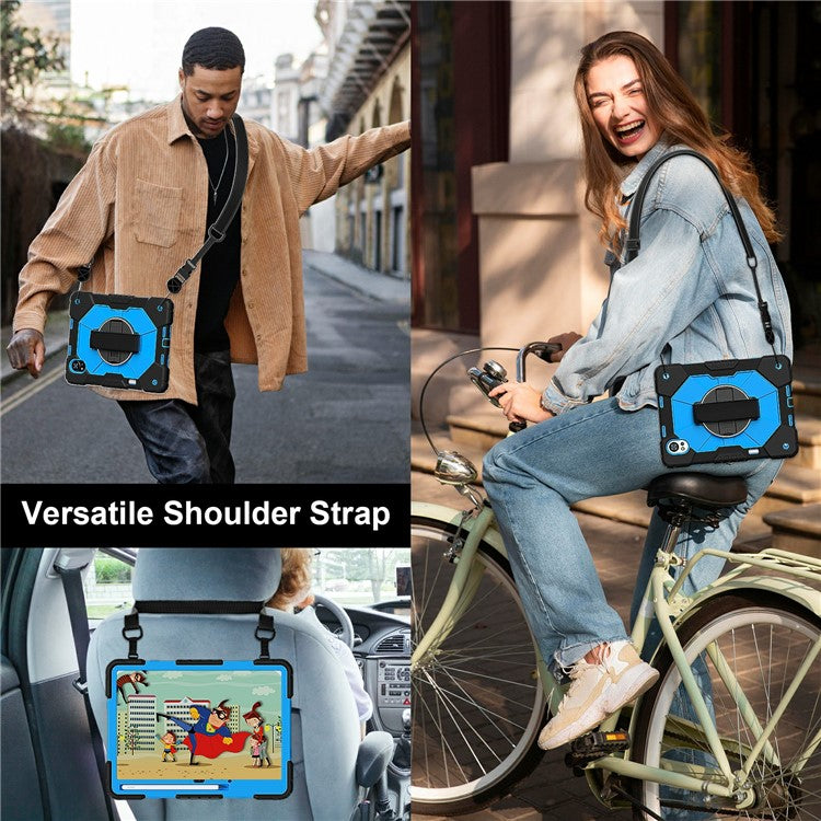 For Huawei MatePad Air (2024) Case Kickstand Silicone+PC Tablet Cover with Shoulder Strap - Black / Blue