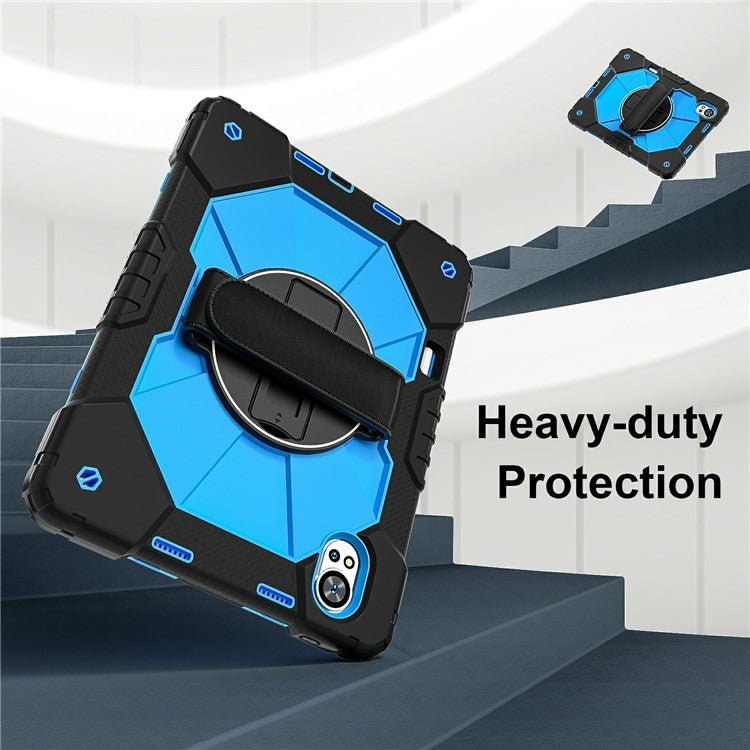 For Huawei MatePad Air (2024) Case Kickstand Silicone+PC Tablet Cover with Shoulder Strap - Black / Blue