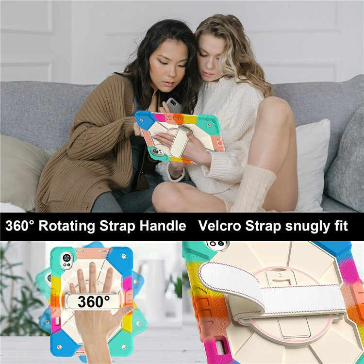 For Huawei MatePad Air (2024) Case Kickstand Silicone+PC Tablet Cover with Shoulder Strap - Colorful / Blue