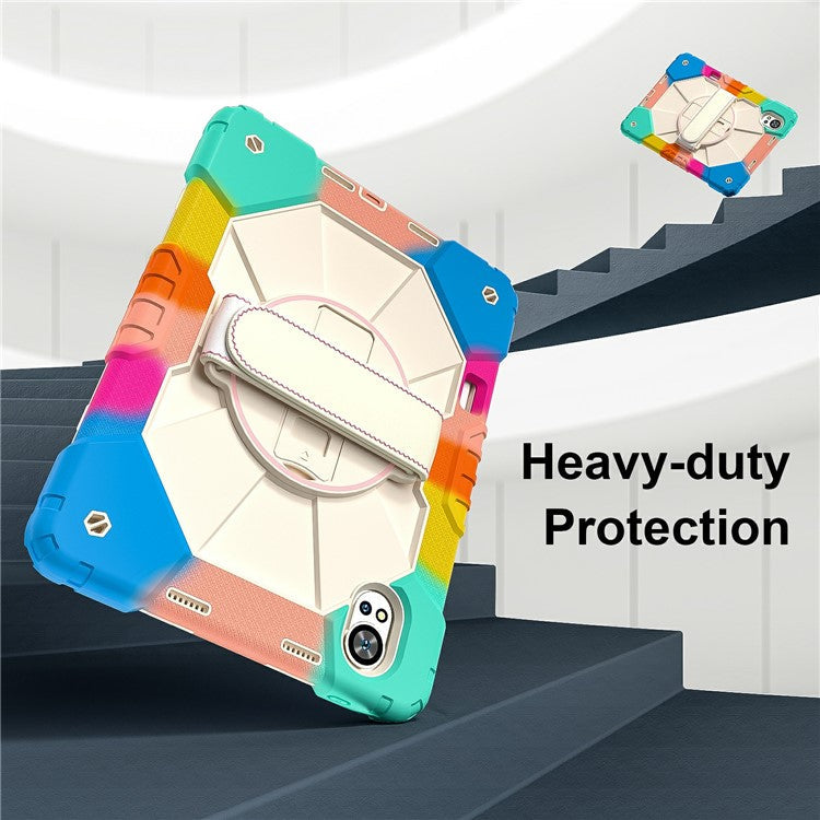 For Huawei MatePad Air (2024) Case Kickstand Silicone+PC Tablet Cover with Shoulder Strap - Colorful / Blue