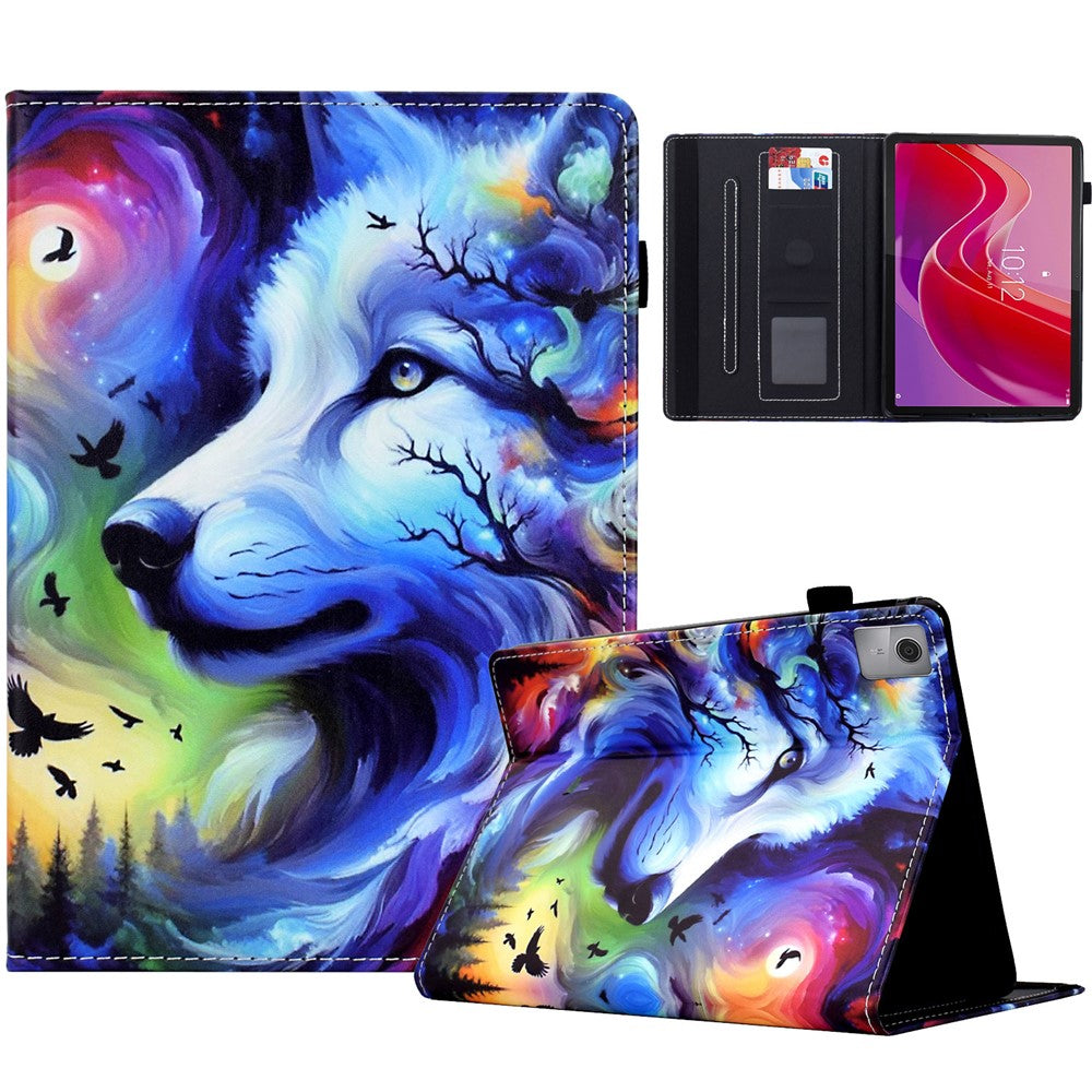 For Lenovo Tab M11 / Xiaoxin Pad 11 2024 Case Pattern Printing Card Holder Leather Tablet Stand Cover - Dog