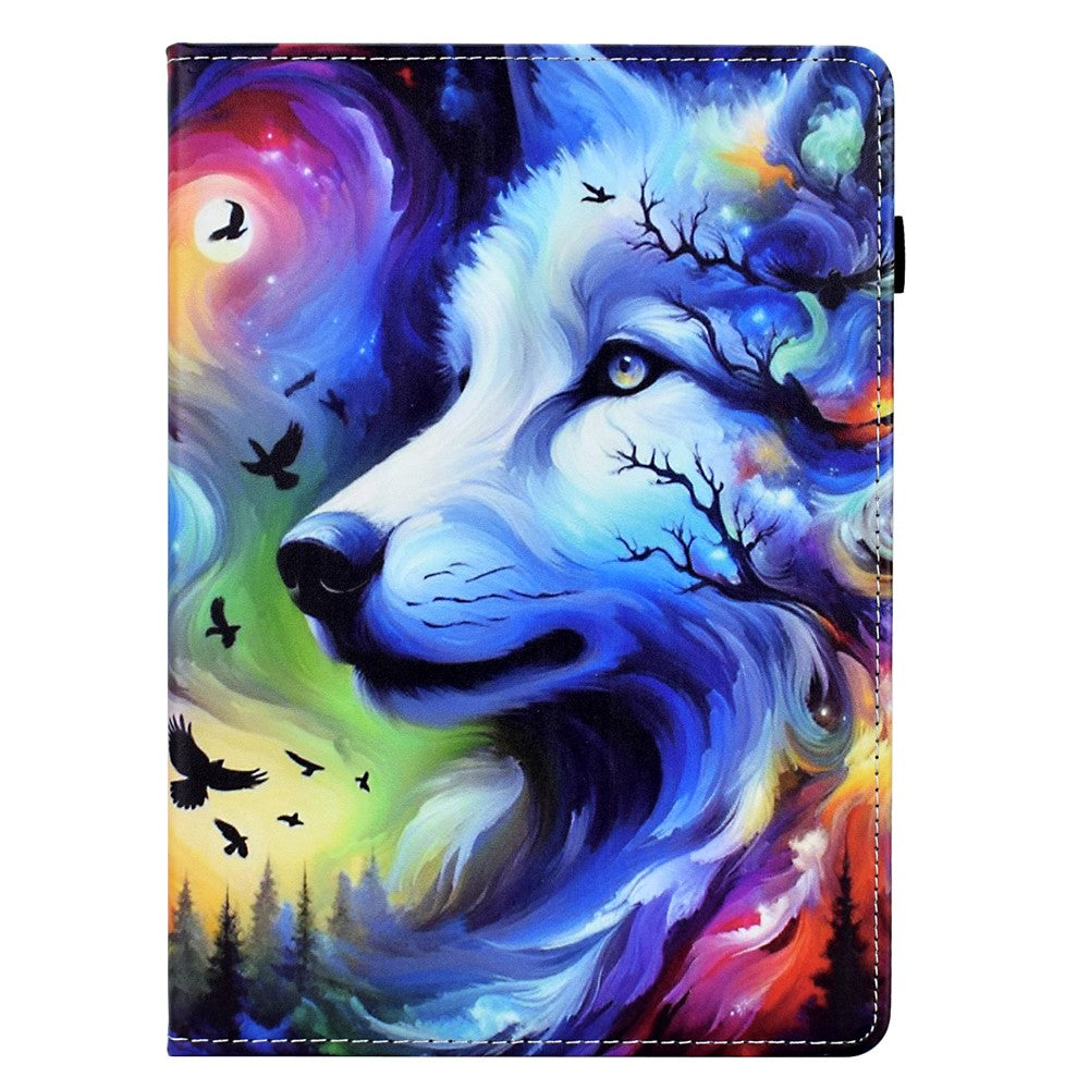For Lenovo M10 Plus Case Pattern Printing Card Holder Leather Tablet Stand Cover - Dog