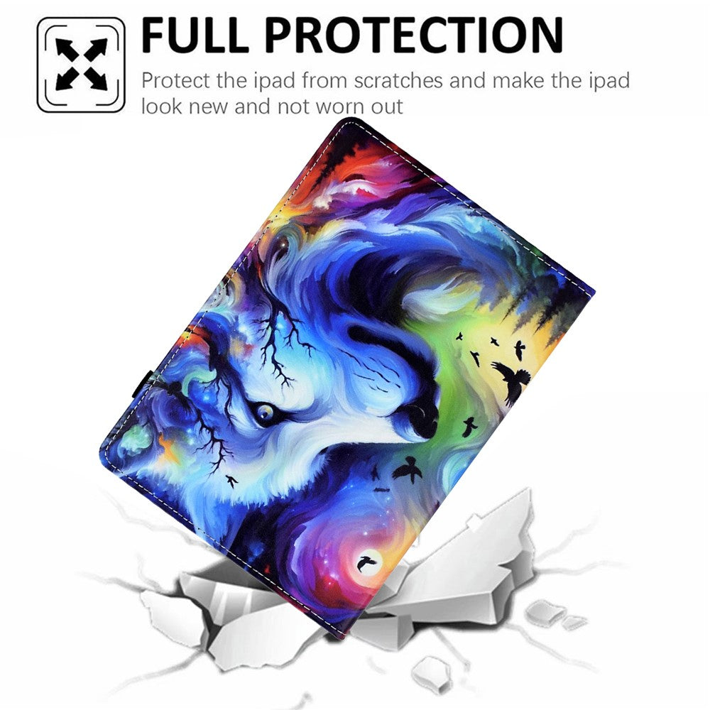 For Lenovo M10 Plus Case Pattern Printing Card Holder Leather Tablet Stand Cover - Dog