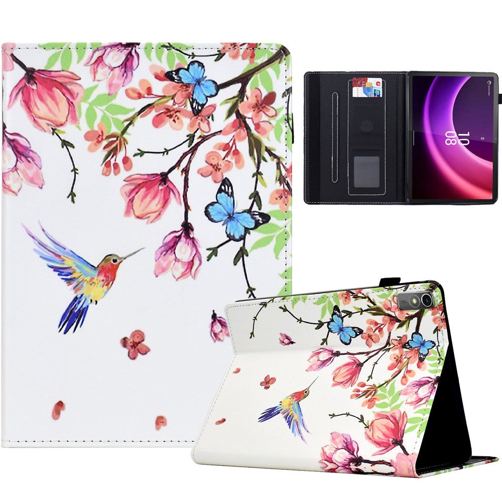 For Lenovo Tab P11 Gen 2 TB-350 / Xiaoxin Pad Plus (2023) Case Pattern Printing Card Holder Leather Tablet Stand Cover - Flowers and Birds