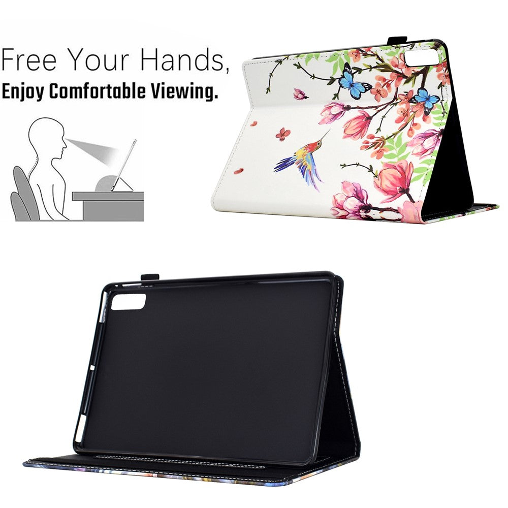 For Lenovo Tab P11 Gen 2 TB-350 / Xiaoxin Pad Plus (2023) Case Pattern Printing Card Holder Leather Tablet Stand Cover - Flowers and Birds