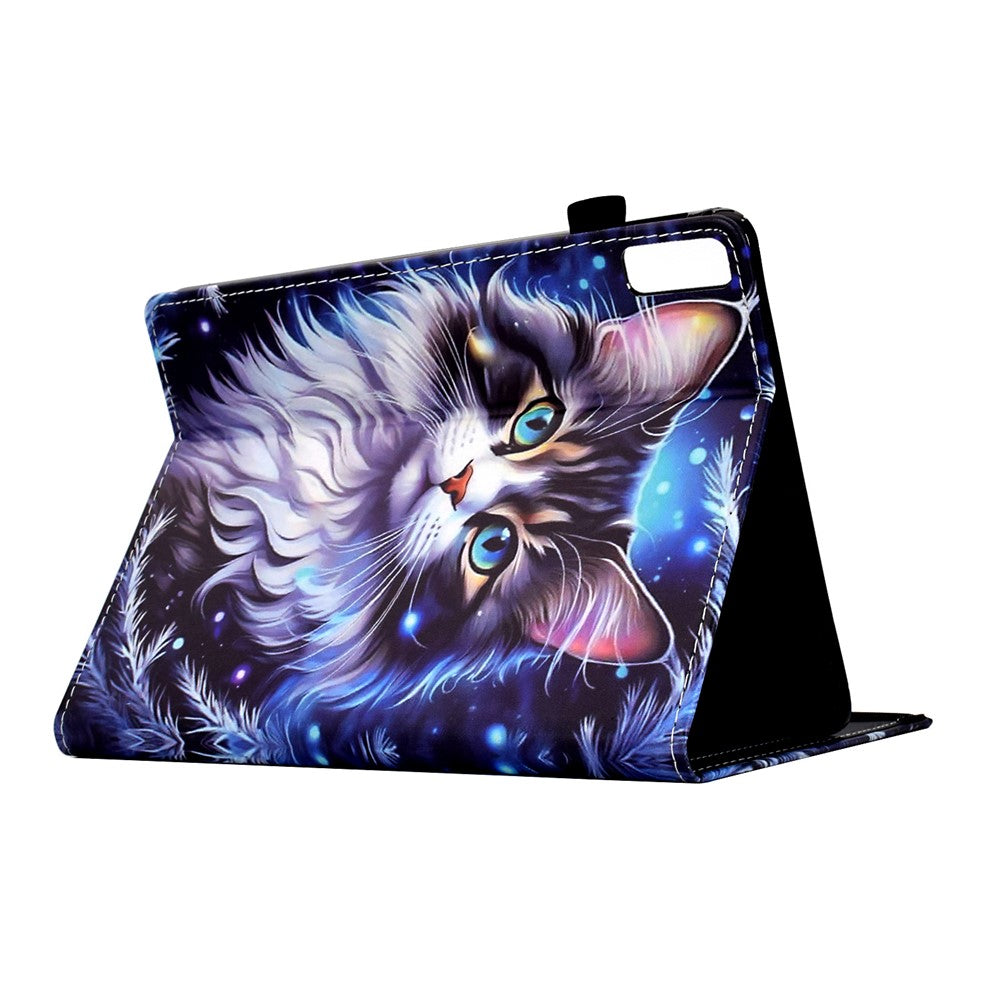 For Lenovo Tab P11 Gen 2 TB-350 / Xiaoxin Pad Plus (2023) Case Pattern Printing Card Holder Leather Tablet Stand Cover - Cat