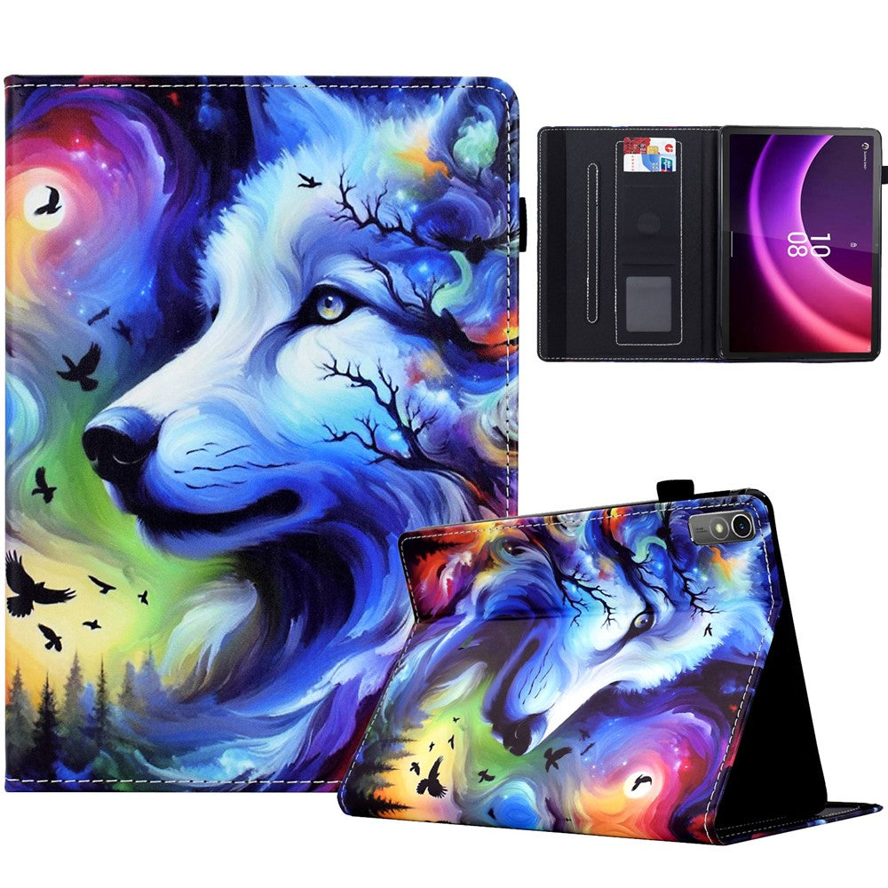 For Lenovo Tab P11 Gen 2 TB-350 / Xiaoxin Pad Plus (2023) Case Pattern Printing Card Holder Leather Tablet Stand Cover - Dog