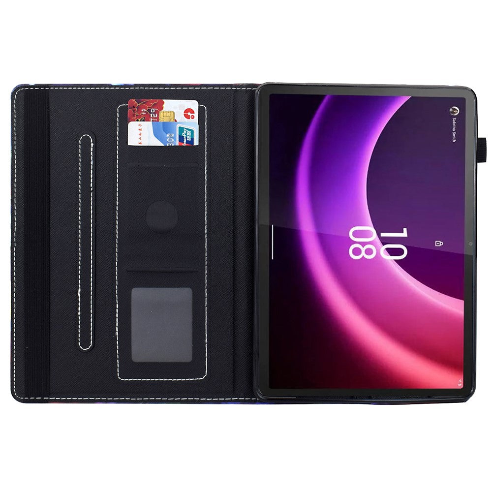 For Lenovo Tab P11 Gen 2 TB-350 / Xiaoxin Pad Plus (2023) Case Pattern Printing Card Holder Leather Tablet Stand Cover - Tiger