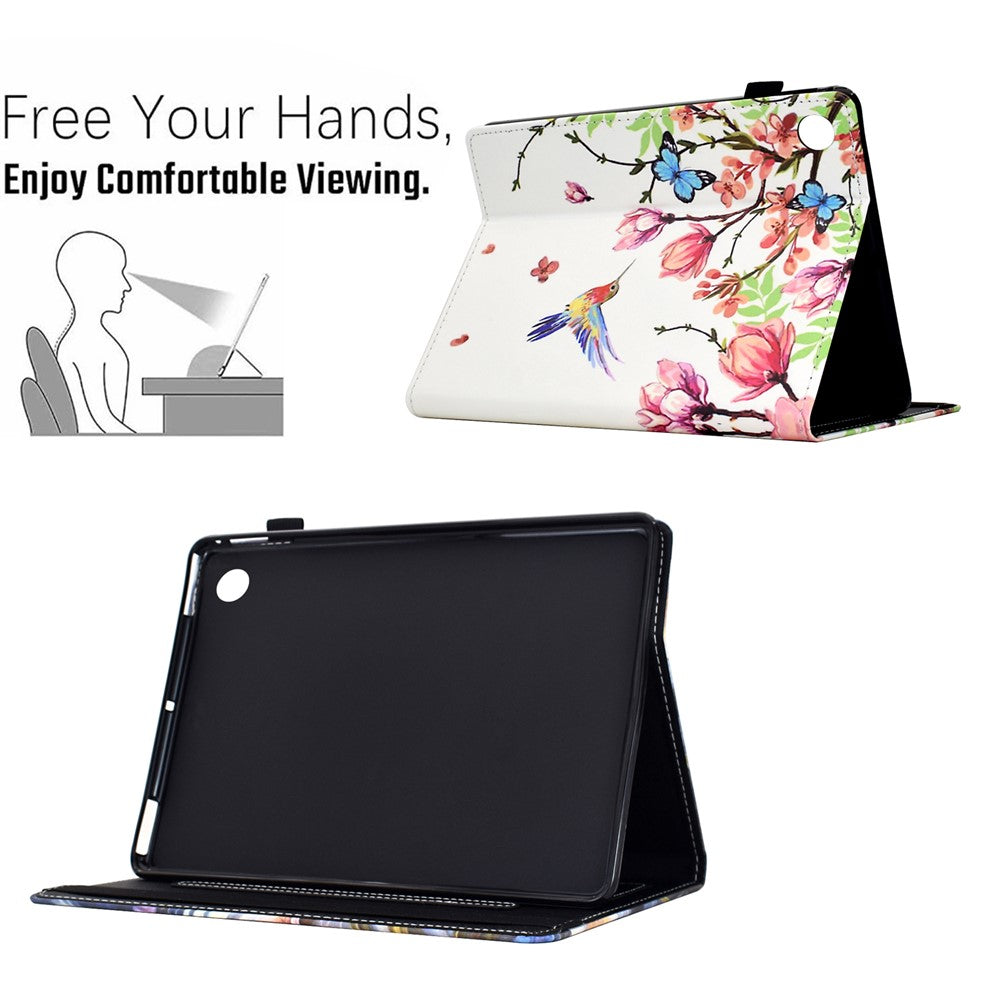 For Lenovo Tab M10 (Gen 3) Case Pattern Printing Card Holder Leather Tablet Stand Cover - Flowers and Birds