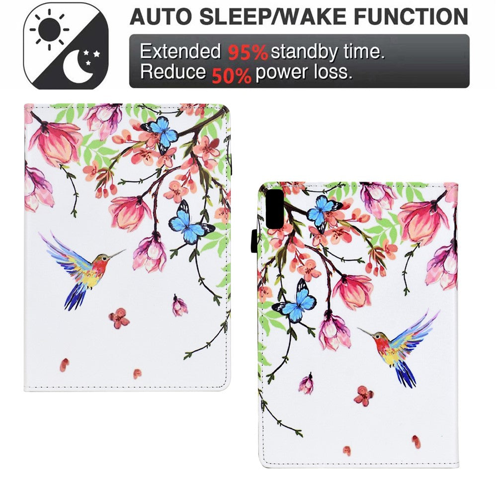 For Lenovo Tab M9 TB-310FU Case Pattern Printing Tablet Cover Shockproof Leather Card Holder Stand Case - Flowers And Birds