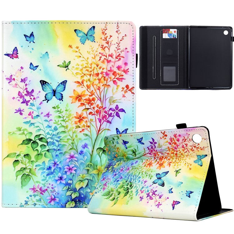 For Samsung Galaxy Tab A9+ Case Pattern Printing Tablet Cover Shockproof Leather Card Holder Stand Case - Flowers And Butterflies