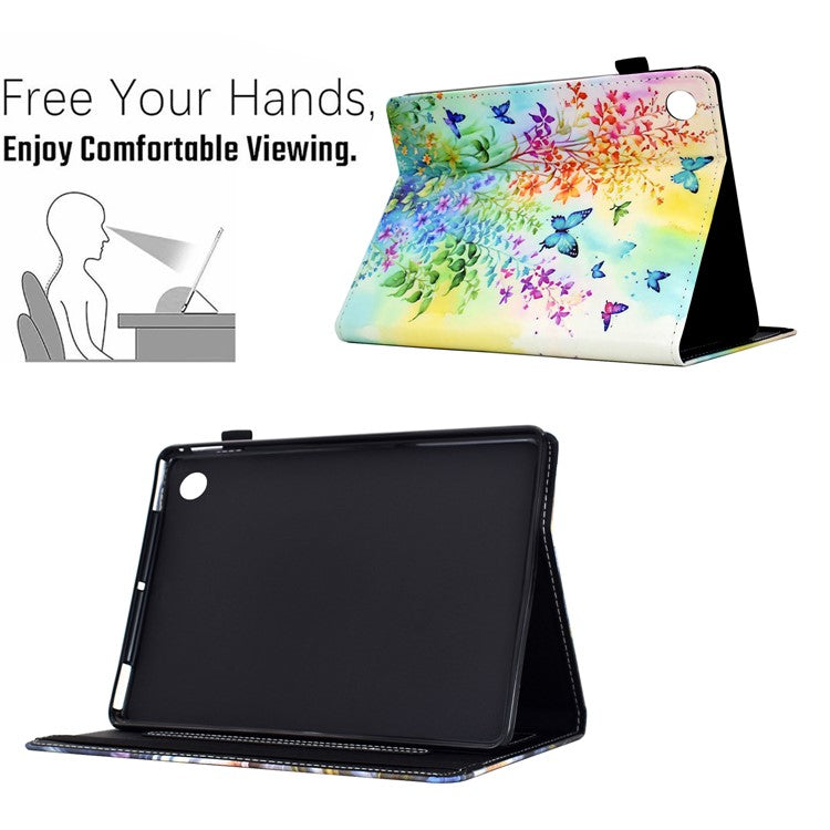 For Samsung Galaxy Tab A9+ Case Pattern Printing Tablet Cover Shockproof Leather Card Holder Stand Case - Flowers And Butterflies