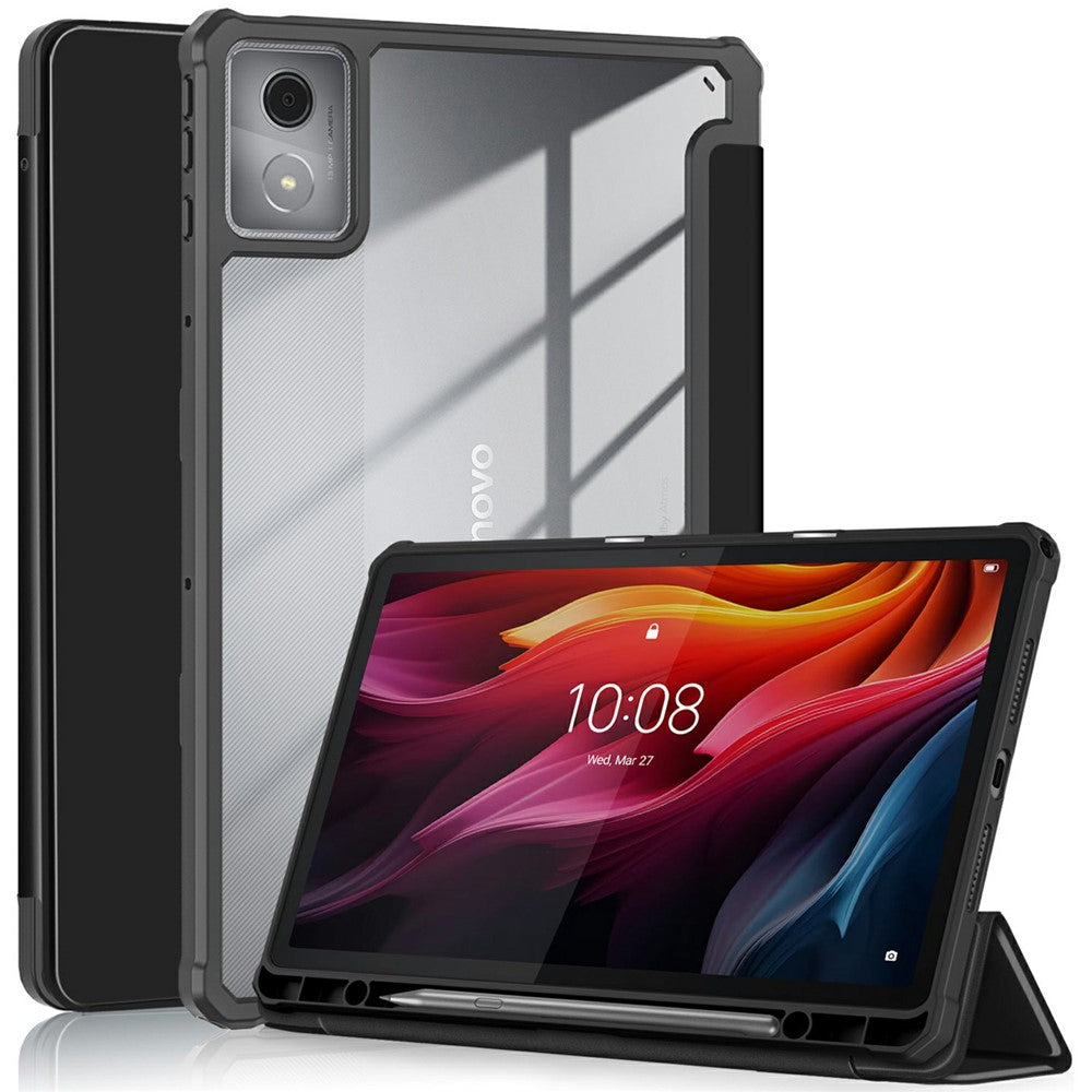 For Lenovo Tab K11 Plus TB230XC Case Auto Sleep / Wake PU Leather Flip Tablet Cover Triple-Fold Stand - Black