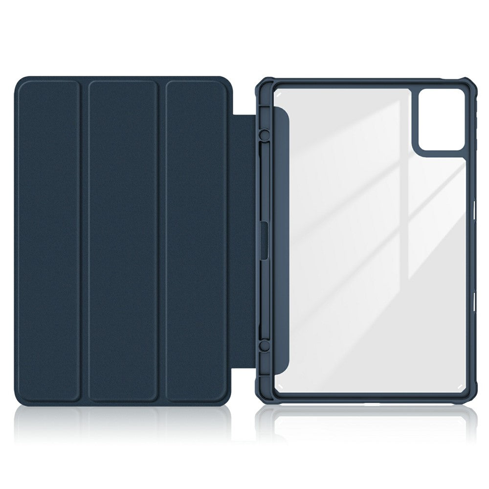 For Lenovo Tab K11 Plus TB230XC Case Auto Sleep / Wake PU Leather Flip Tablet Cover Triple-Fold Stand - Dark Blue