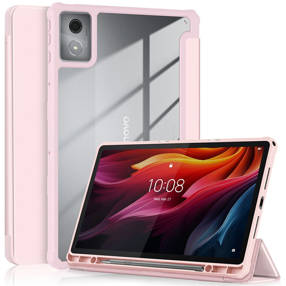 For Lenovo Tab K11 Plus TB230XC Case Auto Sleep / Wake PU Leather Flip Tablet Cover Triple-Fold Stand - Pink