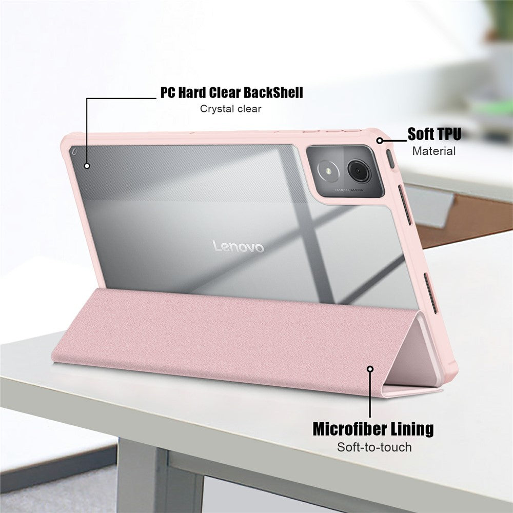 For Lenovo Tab K11 Plus TB230XC Case Auto Sleep / Wake PU Leather Flip Tablet Cover Triple-Fold Stand - Pink
