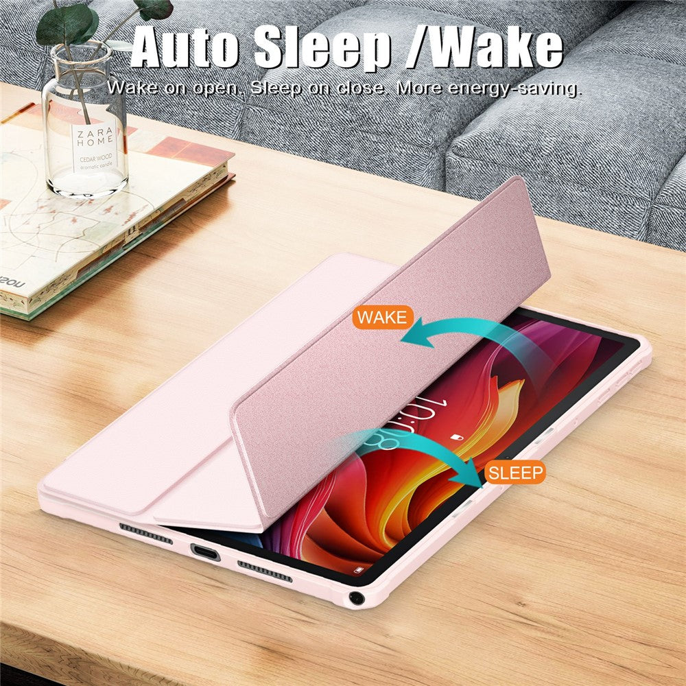 For Lenovo Tab K11 Plus TB230XC Case Auto Sleep / Wake PU Leather Flip Tablet Cover Triple-Fold Stand - Pink