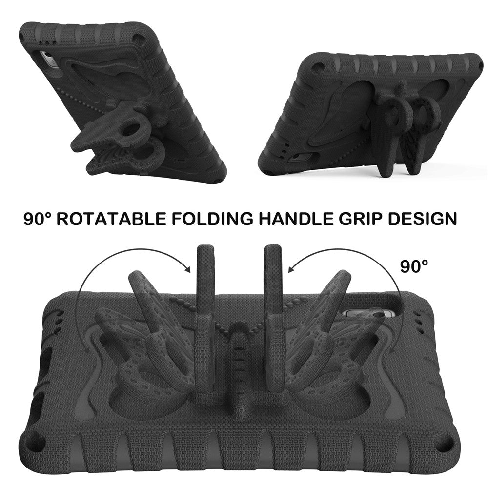 For Lenovo Tab M9 Case Butterfly Kickstand EVA Tablet Cover with Shoulder Strap - Black