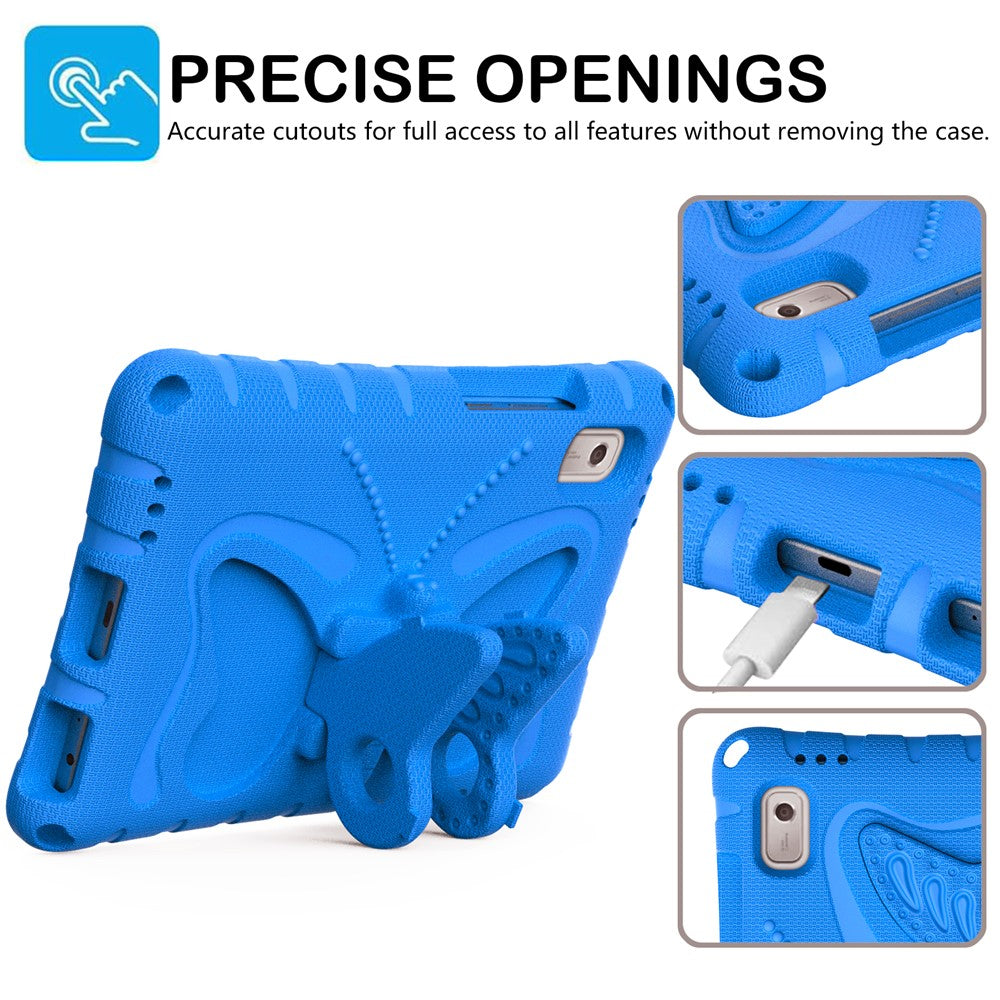 For Lenovo Tab M9 Case Butterfly Kickstand EVA Tablet Cover with Shoulder Strap - Blue