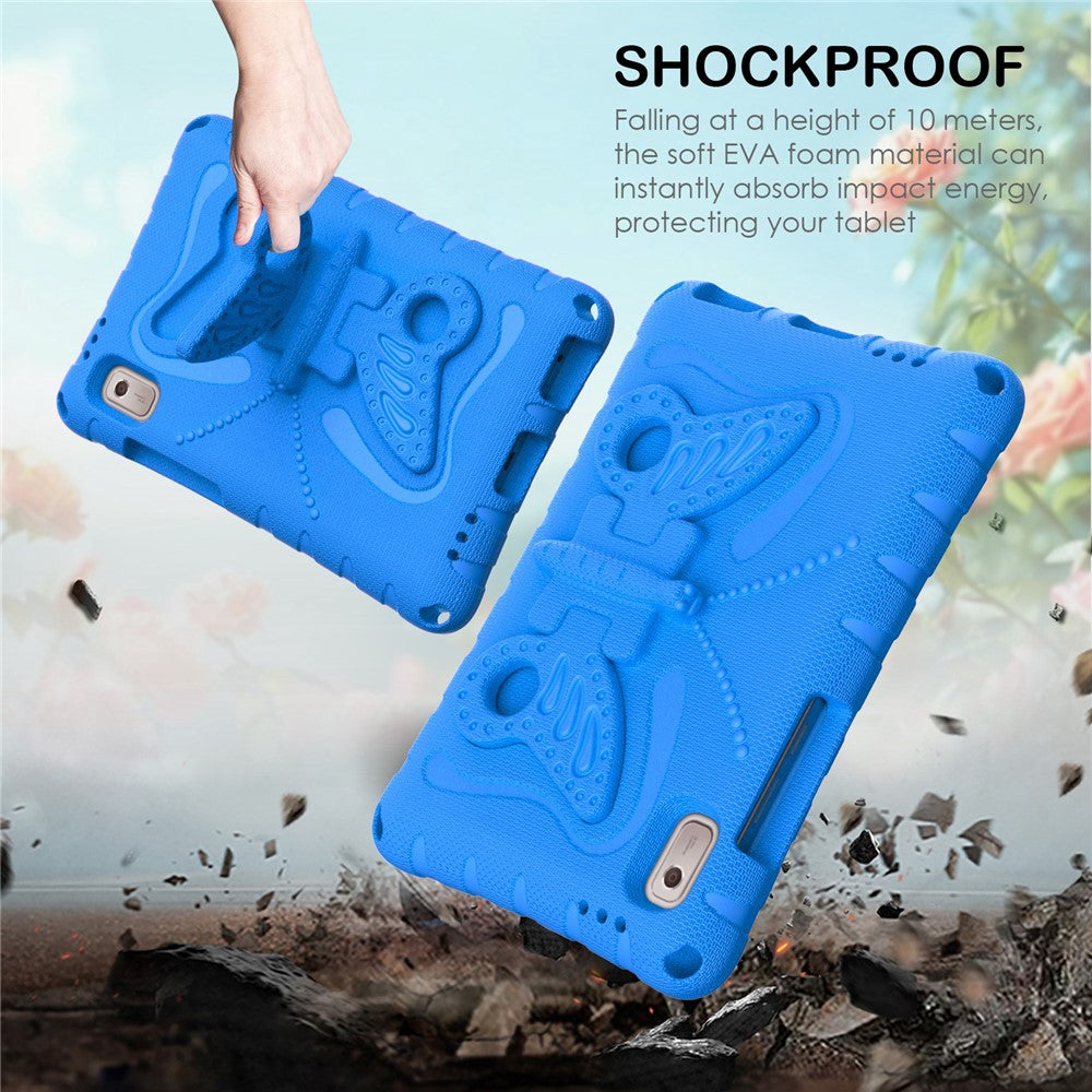 For Lenovo Tab M9 Case Butterfly Kickstand EVA Tablet Cover with Shoulder Strap - Blue