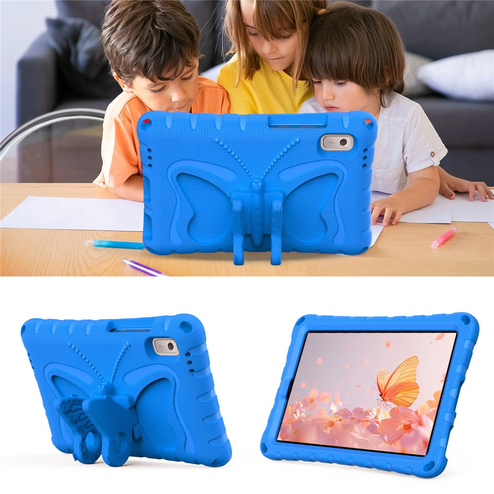 For Lenovo Tab M9 Case Butterfly Kickstand EVA Tablet Cover with Shoulder Strap - Blue
